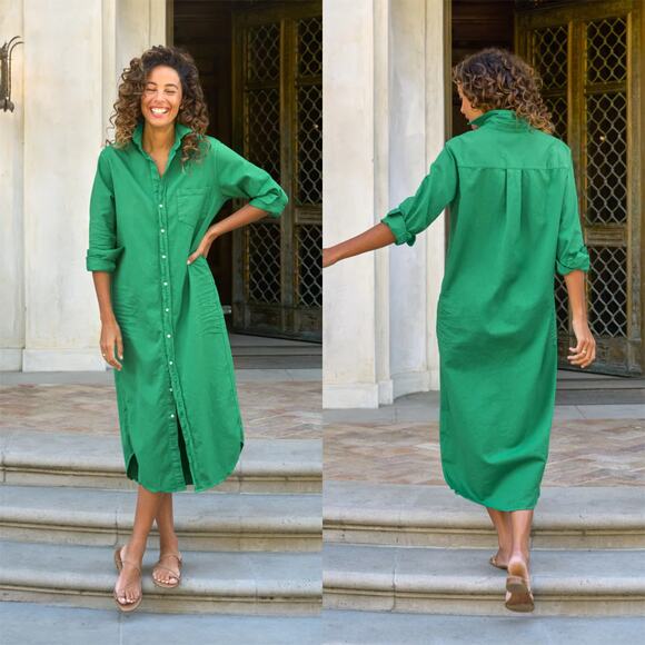 Frank & Eileen Rory Maxi Shirtdress Green - Picture 1 of 12